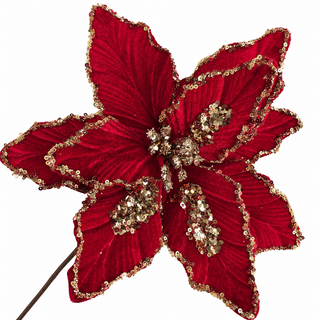 17.5" RED POINSETTIA WITH STEM
