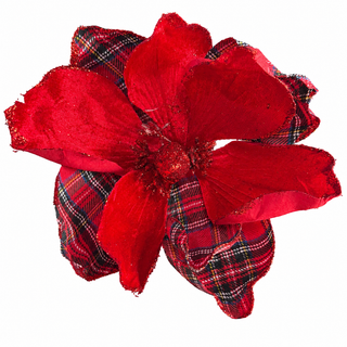 9.5" MAGNOLIA RED PLAID WITH CLIP