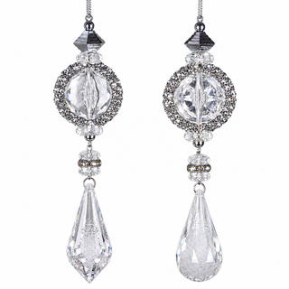 6.5IN Crystal Jewel Drop Ornament, Platinum Clear (RIGHT ONLY)
