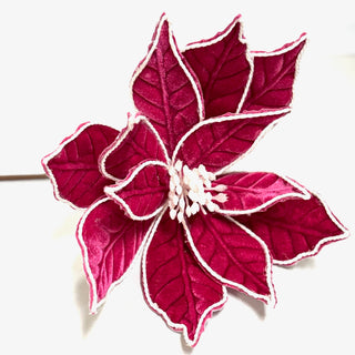 11.5" FUCSHIA/WHITE POINSETTIA STEM