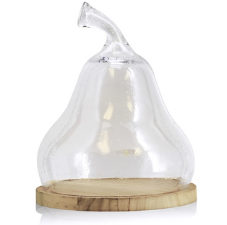 14" CLEAR GLASS DOME CLOCHE WITH WOODEN BASE