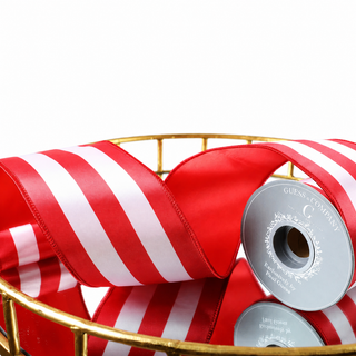 4" RED & WHITE STRIPE WITH RED BACKING 5YD