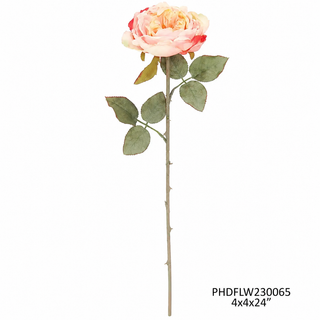 24" Estate Garden Dried Rose Peach stem