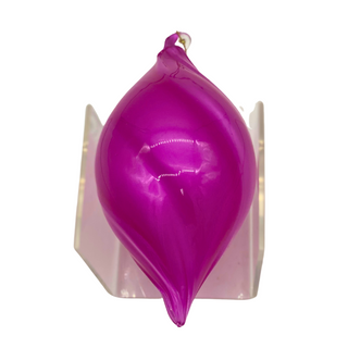 HOT PINK CLEAR GLASS DOUBLE POINT ORNAMENT