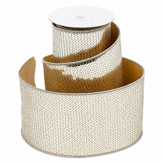 4" X 5 YDS GOLD SEQUINED DUPION BACKED RIBBON