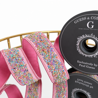 1.5"X 5 YD TRIM ON LIGHT PINK WITH SAME BACK RIBBON