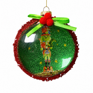 5" Grinch Glass Disc Ornament