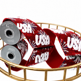4" RED SEQUIN USA EMBROIDERY 5YD