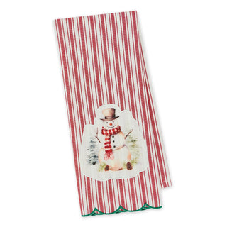 Winter Snowman Embellished Dishtowel