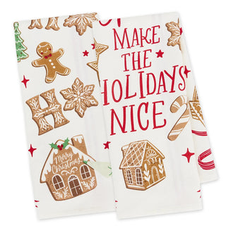 Sugar and Spice Printed Floursack Dishtowels-HO HO HO ONLY