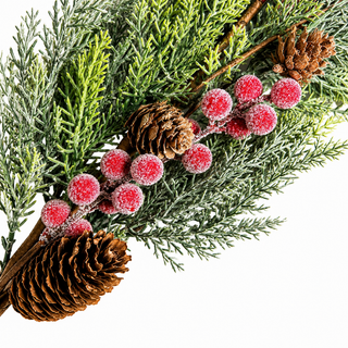 30" Sugared Berries and Greenery Stem