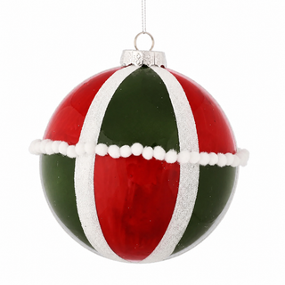 5" GLASS BALL ORN-RED/GREEN
