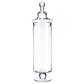 D4"H17" -GLASS APOTHECARY JAR WITH LID