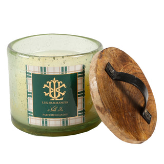 Noble Fir in Green Glass with Lid Candle