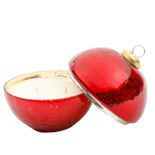 Noble Fir Red Glass Ornament Candle