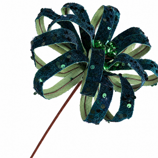 8.5" Diameter Emerald Sequined Floral Pick