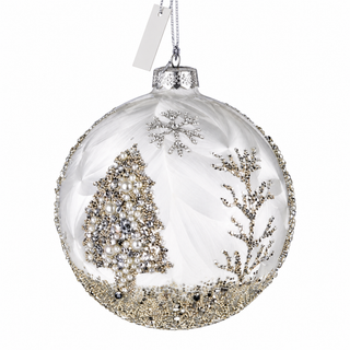 4IN Glass Pearl Tree Ball Ornament, Champagne Platinum