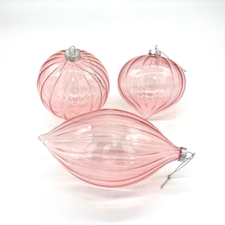 SOFT PINK CLEAR BALL/ONION/DOUBLE POINT ORNAMENT