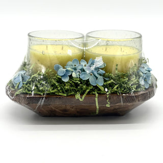Citron Set of 2-12 oz Candles in a Wooden Dough Bowl Gift Set