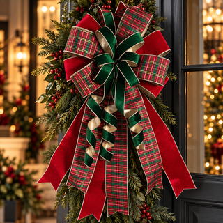 18" X 42" HOME FOR THE HOLIDAYS PREMADE BOW