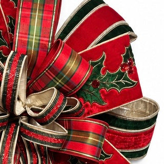 18" X 42" HOLLYBERRY IN PLAID PREMADE BOW