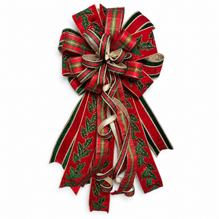 18" X 42" HOLLYBERRY IN PLAID PREMADE BOW