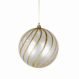150MM Glitter Swirl Ball Ornament, Clear Gold