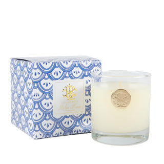 Italian Linen 8 oz Blue and White Designer Box Candle