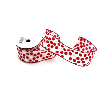 2.5"x10Y RED/WHITE DOT ON CREAM RIBBON