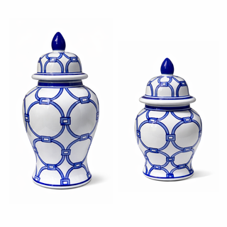 14.5" Blue and White Pattern Ginger Jar (LARGE ONLY)