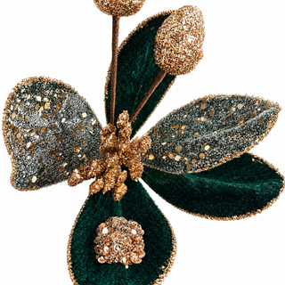 23.5" Emerald Velvet Magnolia Spray