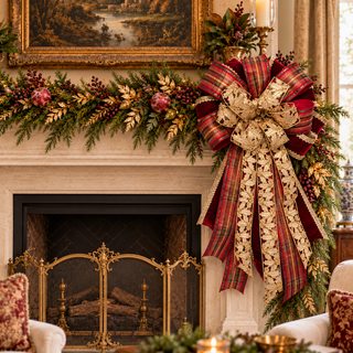 18" X 42" OLD WORLD HOLIDAY PREMADE BOW