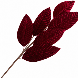 31" Burgundy Velvet Leaf Spray