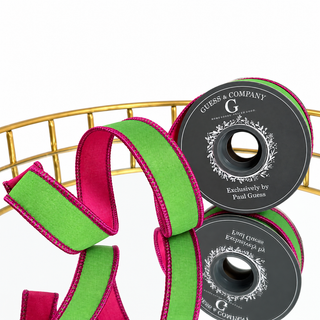 1" X 5 YD DIGITAL PRINT ON DUPION WITH LT GREEN DUPION BACK RIBBON