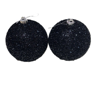 150MM BLACK GLAMOR GLITTER BALL ORNAMENT 2/BX