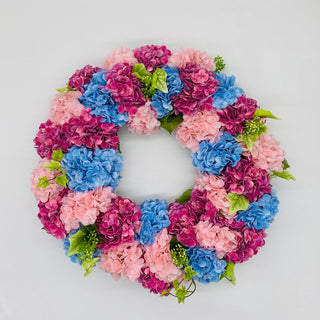 24" REAL TOUCH HYDRANGEA WREATH BLUE/PINK