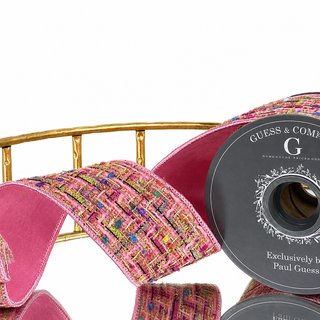 2.5"X5YD PINK JAQUARD WITH LT PINK DUPION BACK
