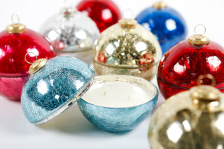 White Christmas Gold Glass Ornament