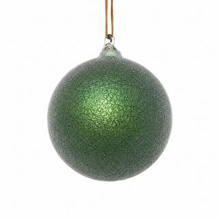 5" Diameter Glass Ball Ornament with Iced Beads-Green