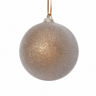 5" Diameter Glass Ball Ornament with Iced Beads-Brown