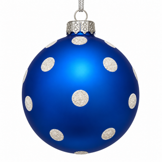 5" Glass Blue with White Polka Dot Ornament