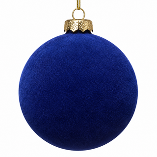 4" Diameter Midnight Blue Flocked Glass Ball Ornament