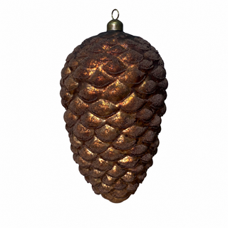 8.75" H x 5.25" Diameter Glass Brown Pinecone Hanging Ornament