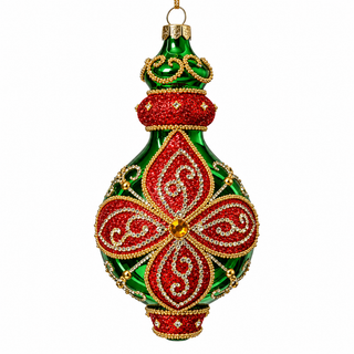 6.25" Glass Finial Ornament with Red Center