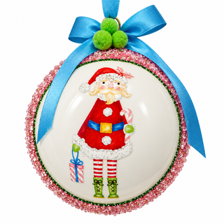 5" Glass Nutcracker Suite Santa Ball Ornament