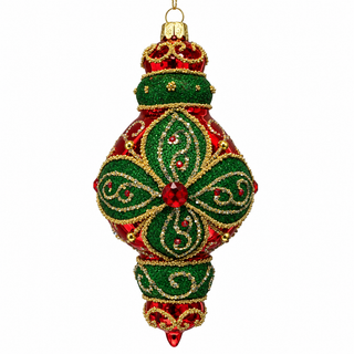 6.25" Glass Finial Ornament with Green Center