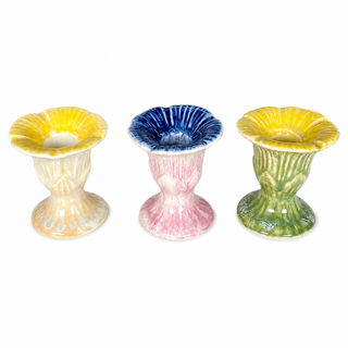 Stoneware Flower Shped Taper Holder 3 Styles LEFT ONLY
