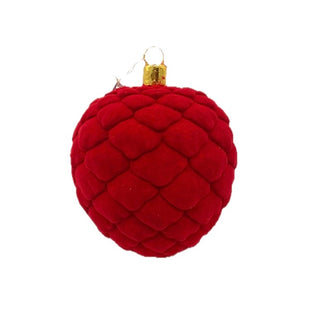 6" Velvet Pinecone Red Paper Mache