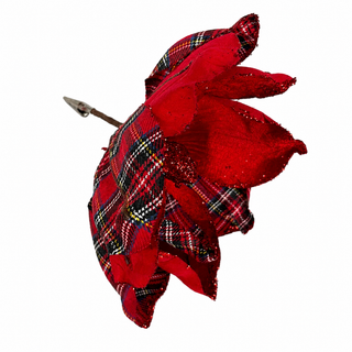 9.5" MAGNOLIA RED PLAID WITH CLIP