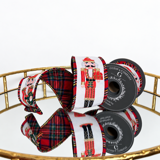 2.5"X5YD NUTCRACKER PRINT ON DUPION WITH BLACKWATCH TARTAN PLAID PIPING AND RED GREEN DUPION BACK
